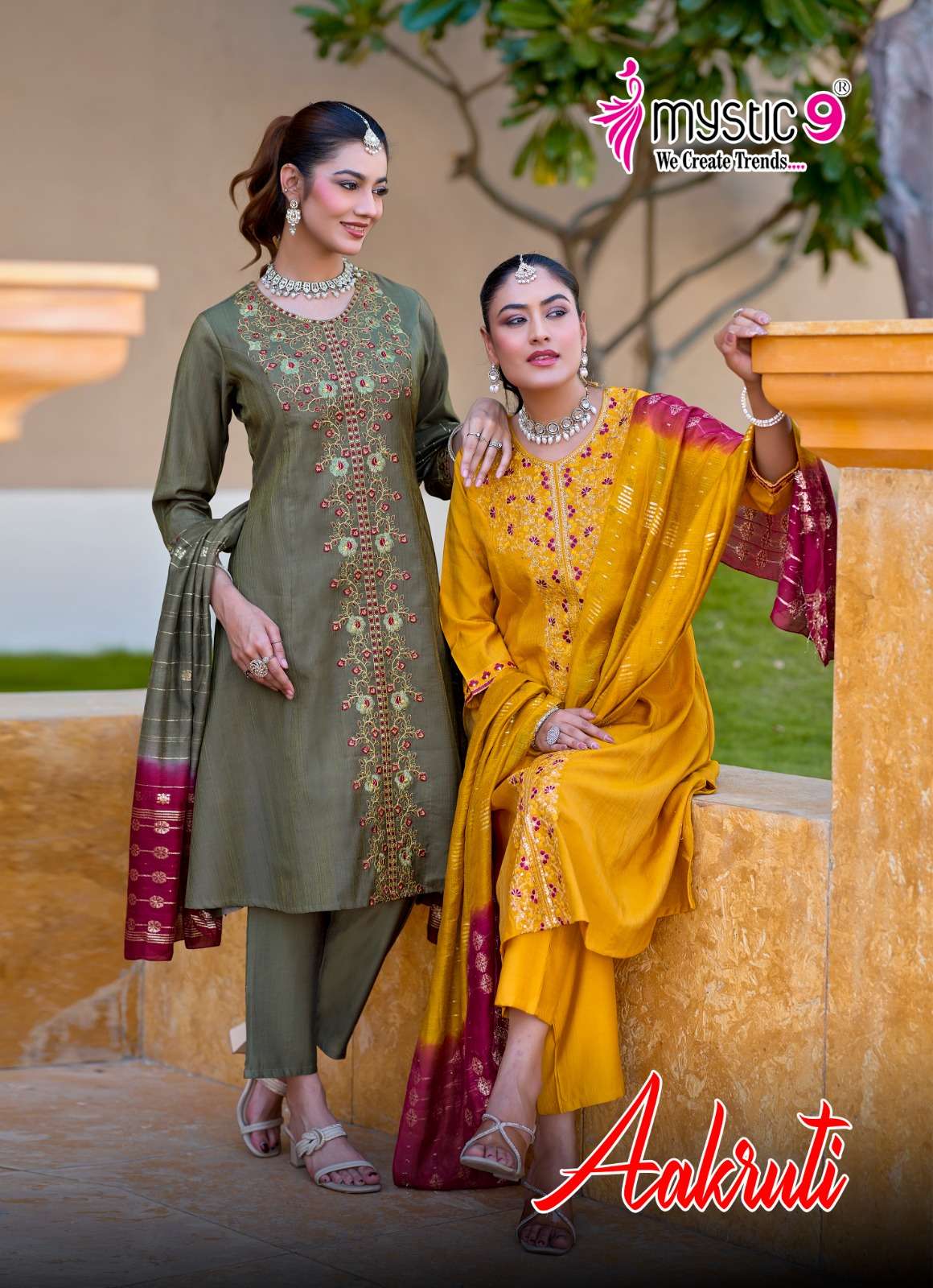 MYSTIC 9 AAKRUTI VOL 1 SHIMMER PRINCESS FLARED CUT 3 PIECE S...