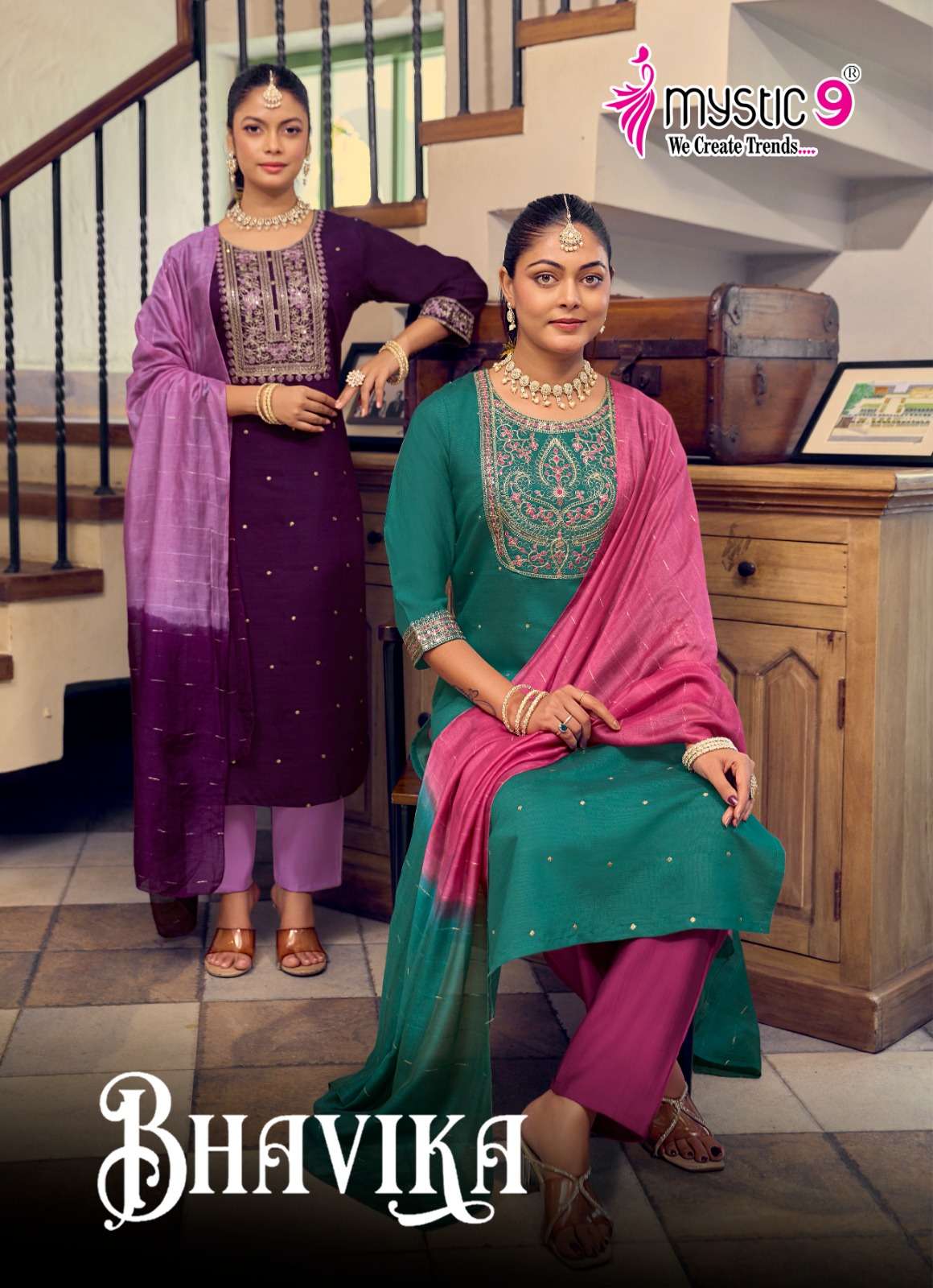 MYSTIC 9 BHAVIKA VOL 1 VERTICAN 3 PCS STRAIGHT CUT CATALOGUE...