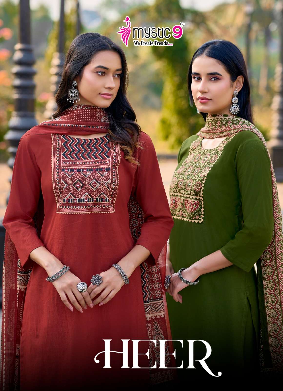 MYSTIC 9 HEER VOL 1 COTTON DHABU STRAIGHT CUT CATALOGUE 3 PI...