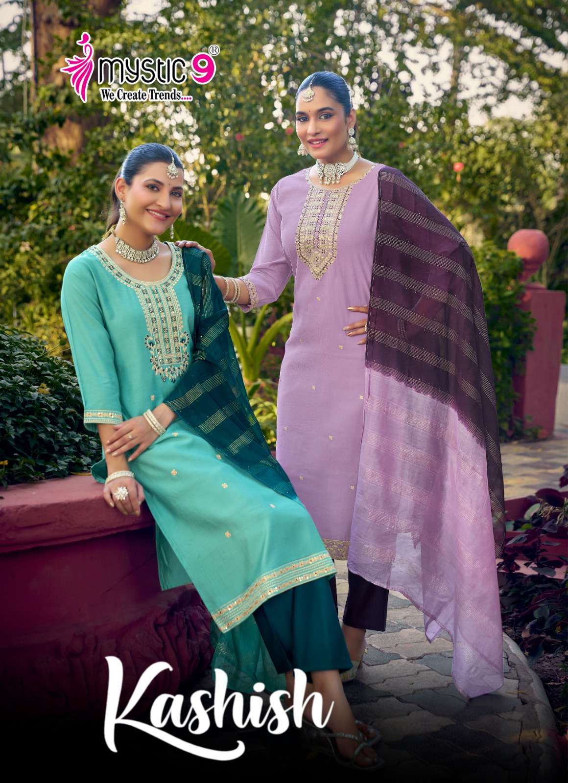 MYSTIC 9 KASHISH VOL 2 STRAIGHT CUT CATALOGUE SALWAR SUIT ST...