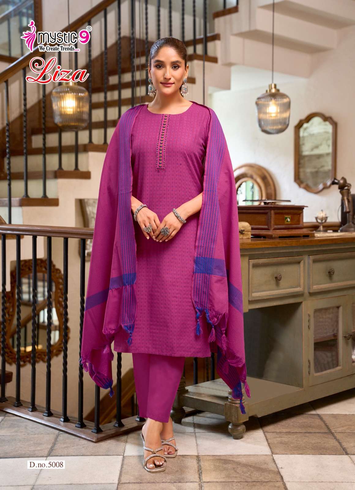 MYSTIC 9 LIZA VOL 5 COTTON HANDLOOM FABRIC STRAIGHT CUT SALW...