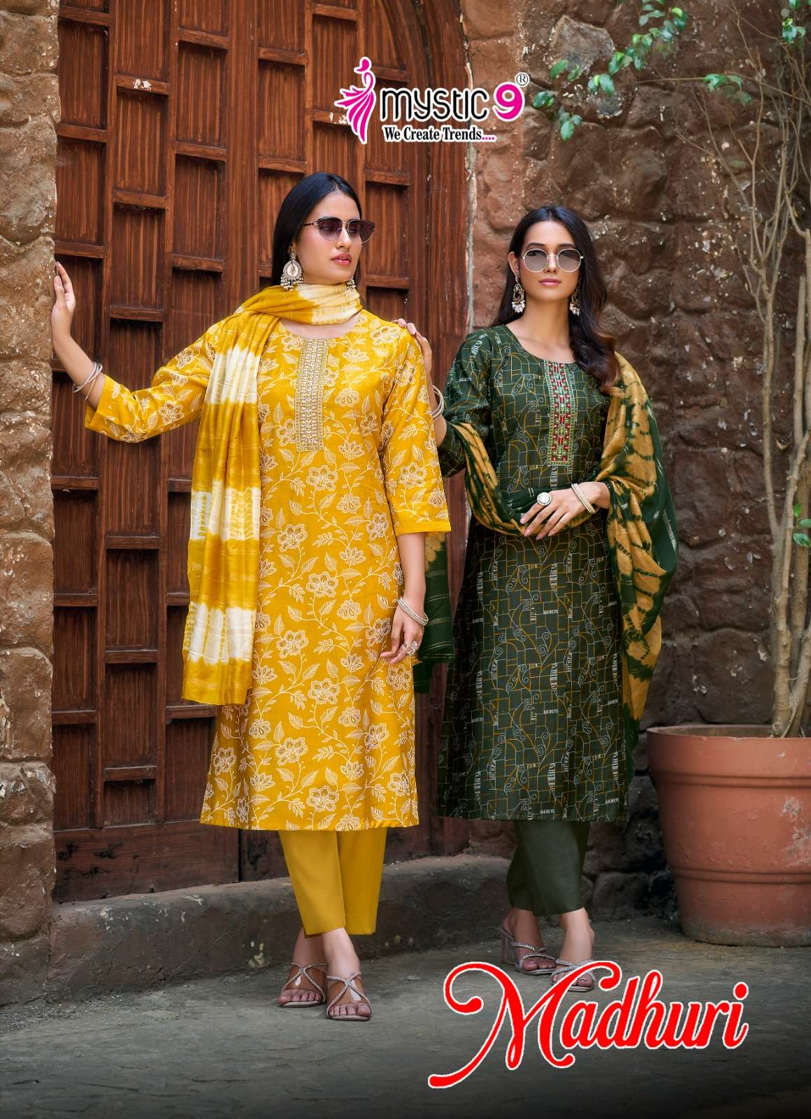 MYSTIC 9 MADHURI VOL 1 FOIL PRINT STRAIGHT CUT SALWAR SUIT S...