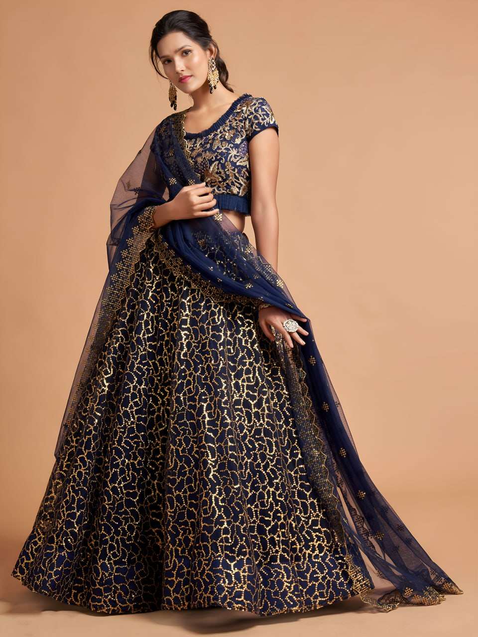Navy Blue beautiful colour made of Soft Net fabric with clas...