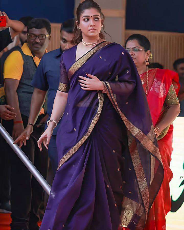 Nayanthara new look soft and pure beautiful dark blue colour...