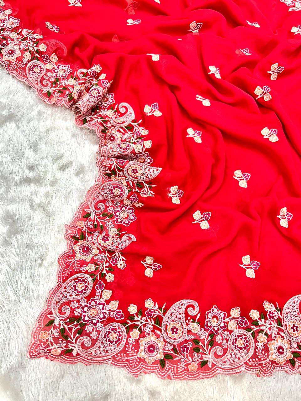 New Arrivals Pure and soft fancy Georgette fabric saree rese...