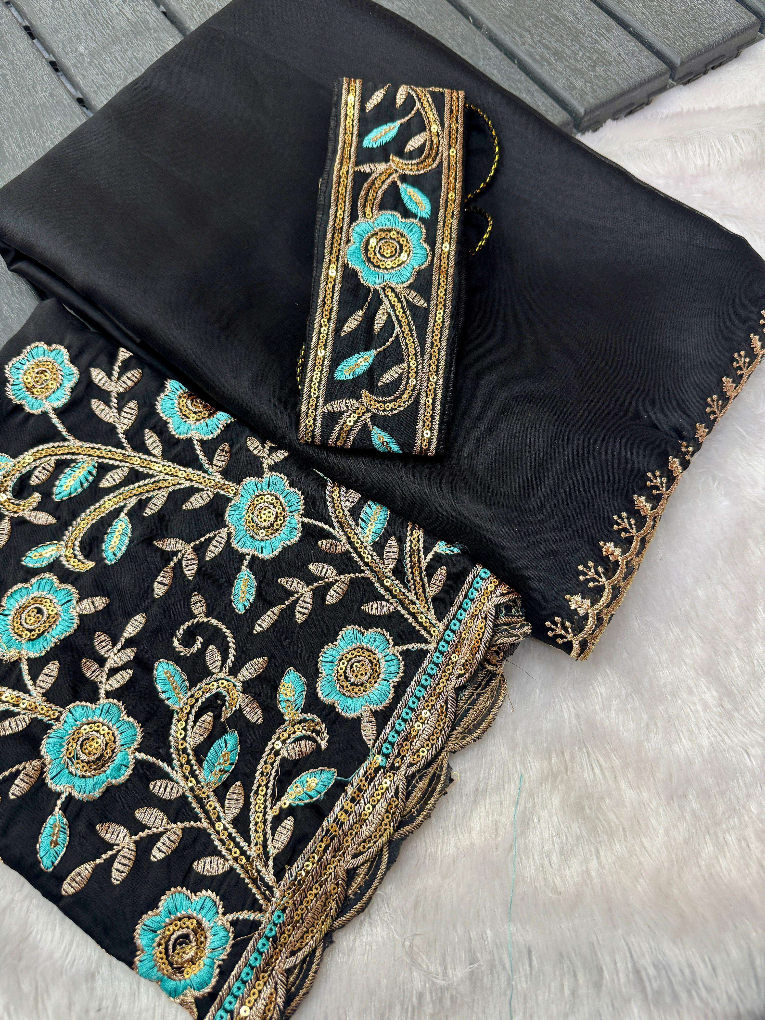 NEW BAHURANI RANGOLI CHIFFON FANCY FABRIC WITH EMBROIDERY WO...