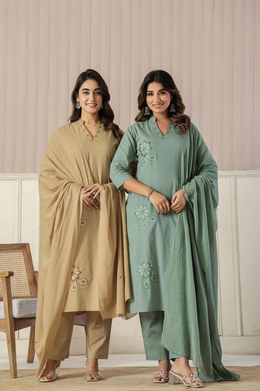 NEW COTTON 3 PIECE PAIR WITH THREAD WORK SUIT YOUNG LOOK SUR...