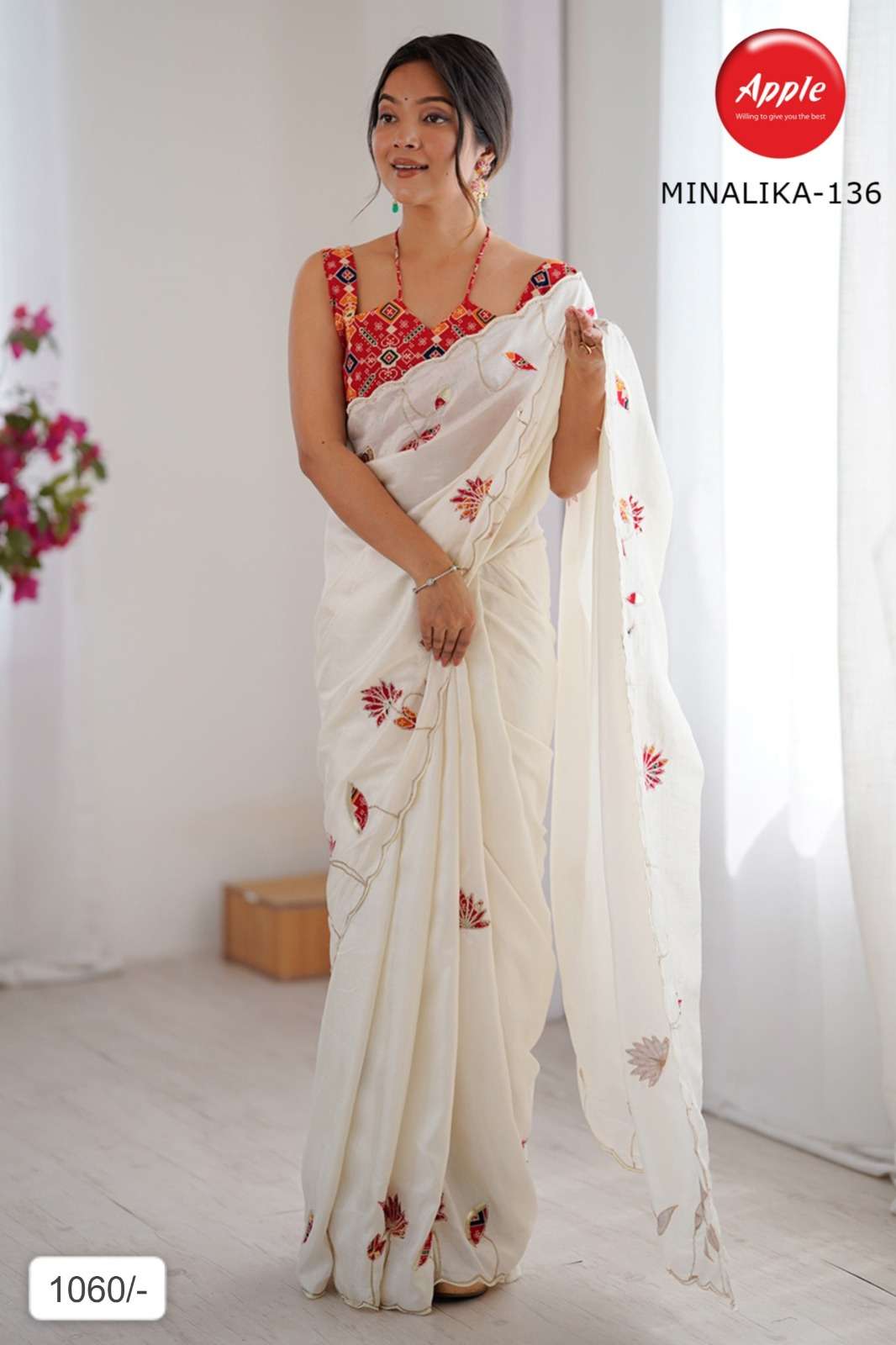  NEW DESIGNER APPLE MINALIKA 136 DOLA SILK FABRIC WITH BEAUT...