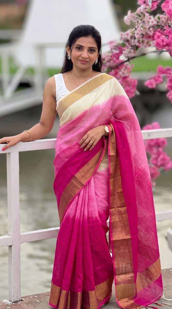 New Designer beautiful pink colour and elegance Linen fancy ...