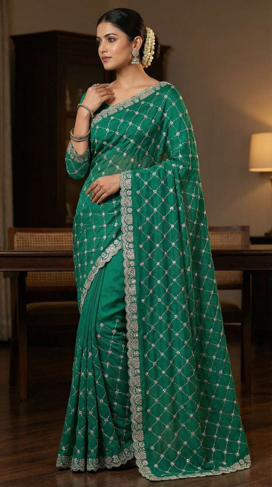   New Designer Jyoti Pure and shiny Chiffon Silk fancy fabri...