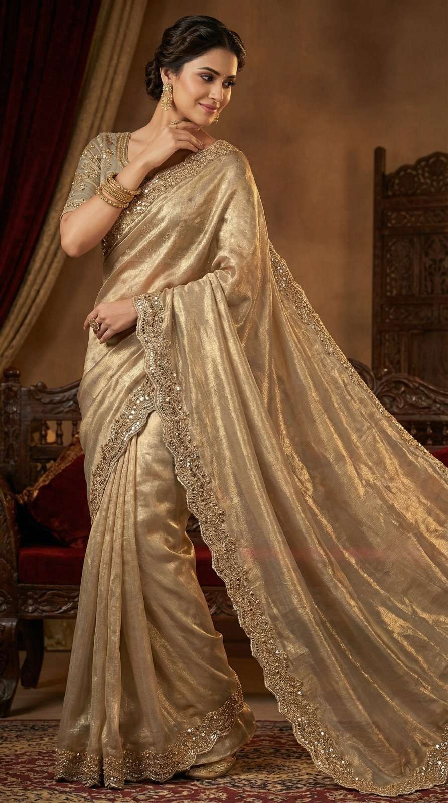 New Designer Ragini Pure Space Silk fancy fabric With Beauti...
