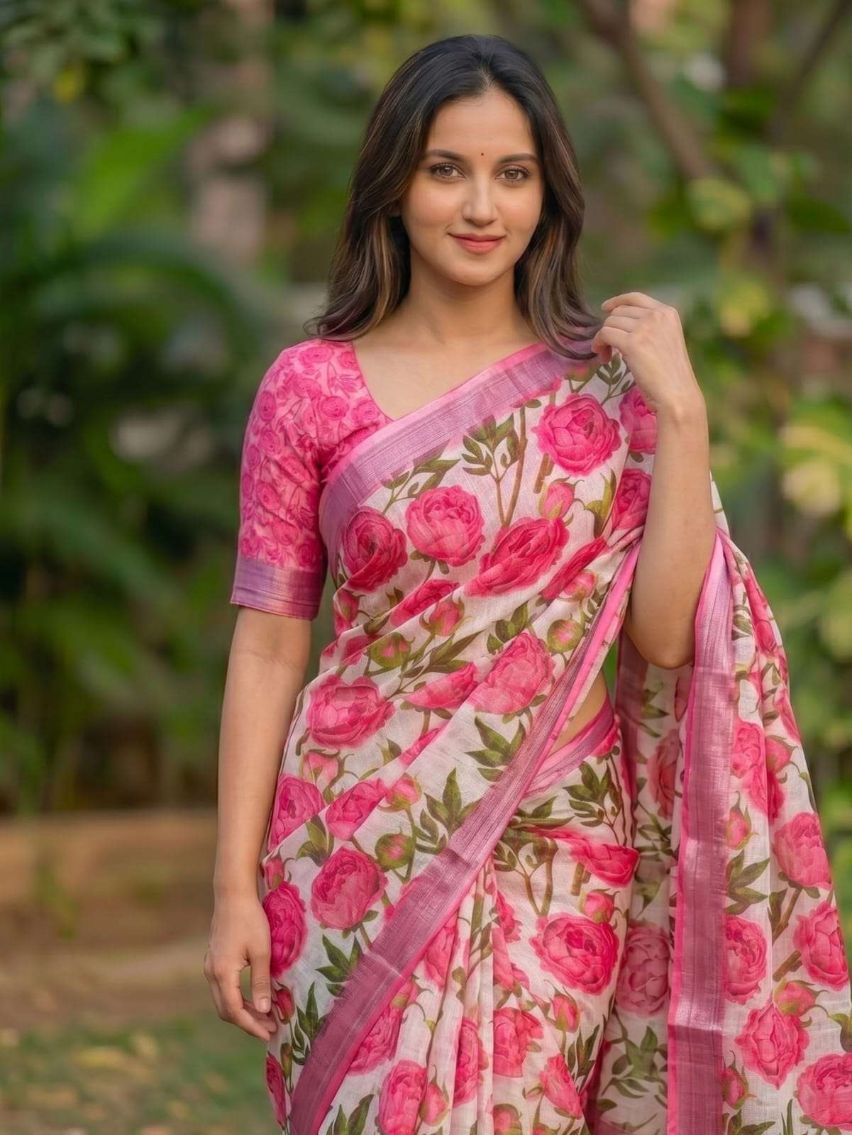  New Launch Linen beautiful fancy fabric with beautiful flo...