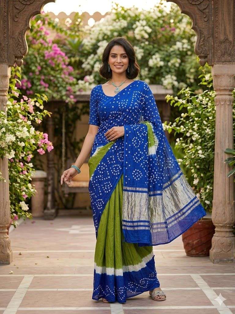 New Launch Original and soft Gaji Silk fancy fabric Bandhani...