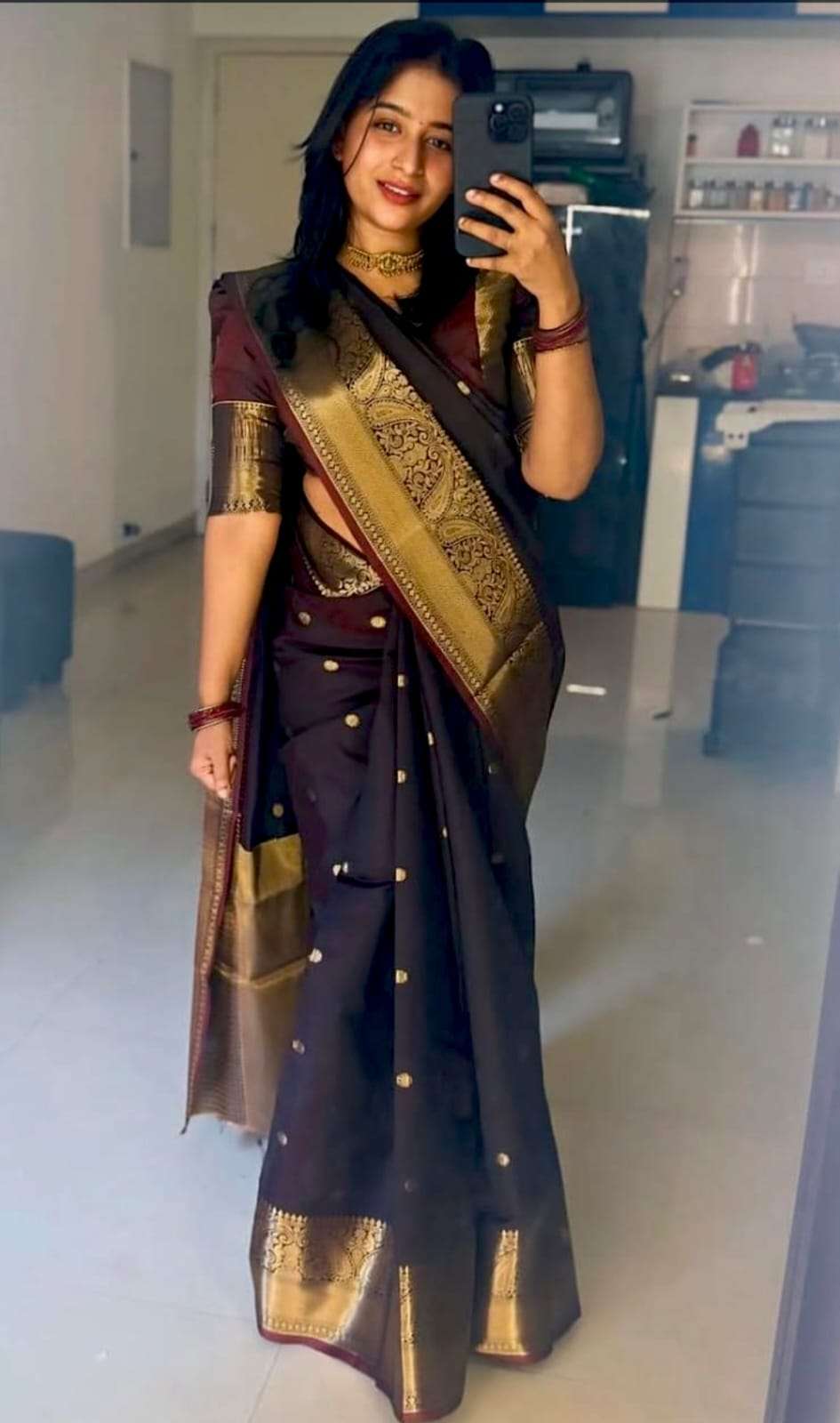 New Launching and Latest black colour Banarasi Soft and pure...