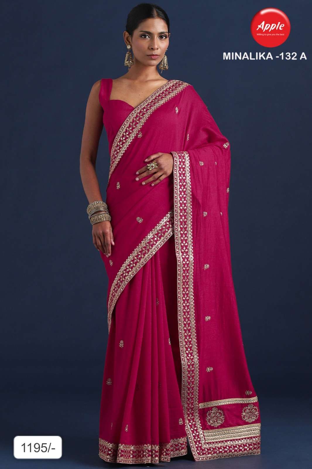 NEW POINT APPLE MINALIKA 132 CLASSIC VICHITRA SILK FANCY FAB...