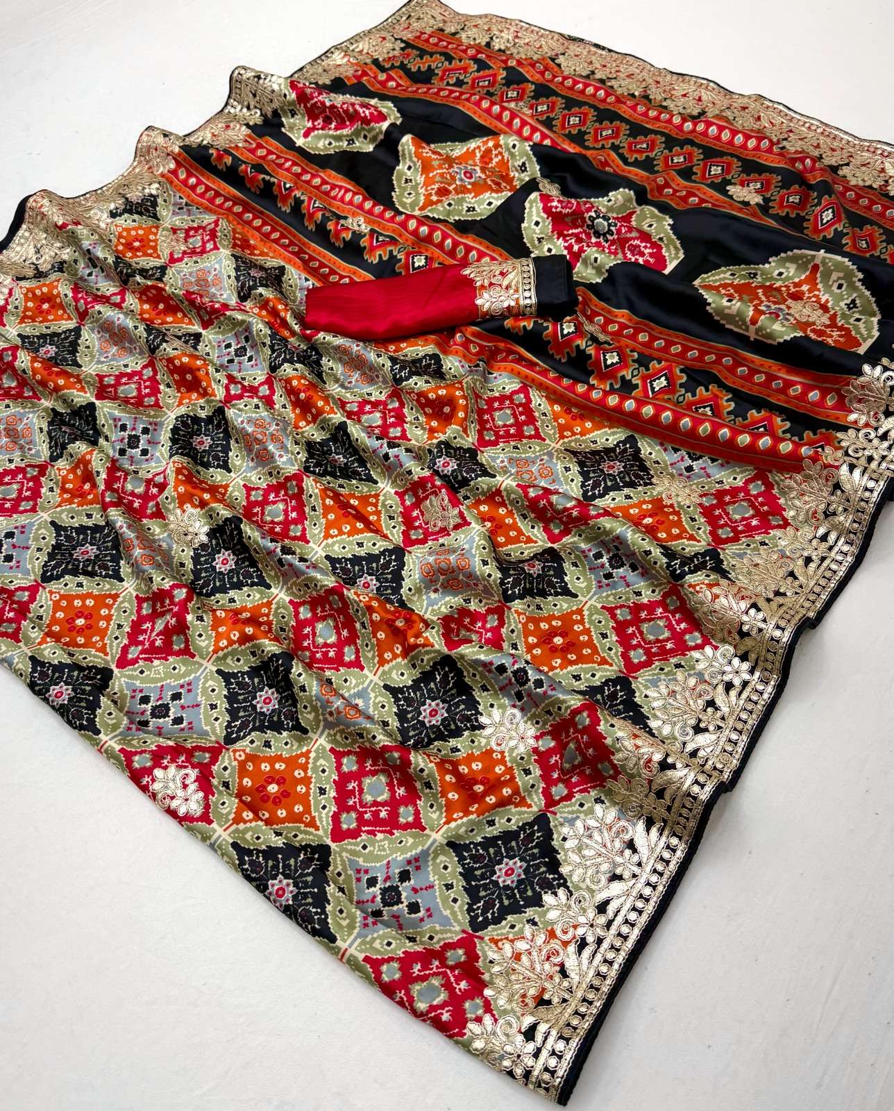  new Shahi gota patola soft and colouring Semi modal fancy f...