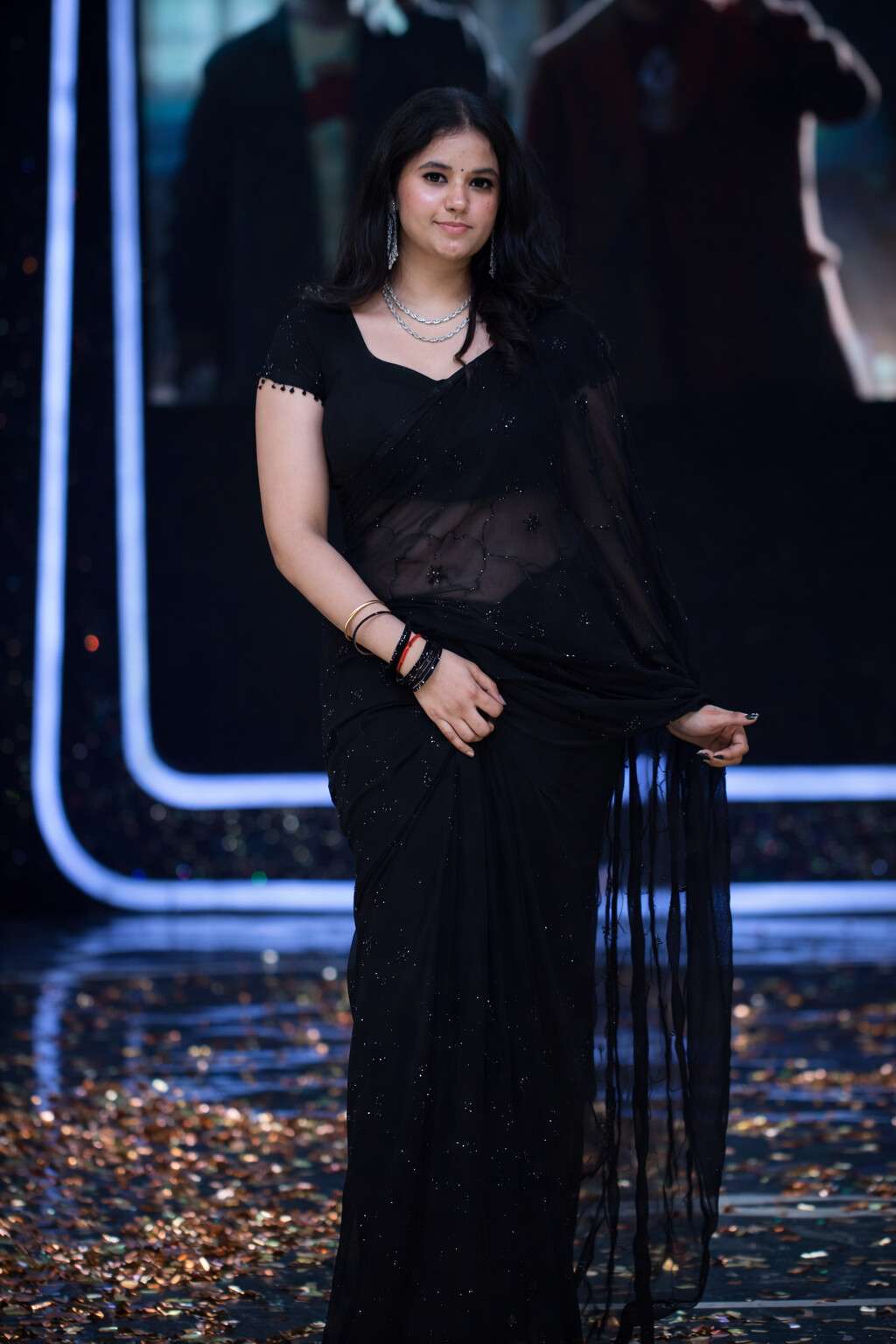NEW SHINY BLACK COLOUR RAMYA FOX GEORGETTE FANCY AND BEAUTIF...