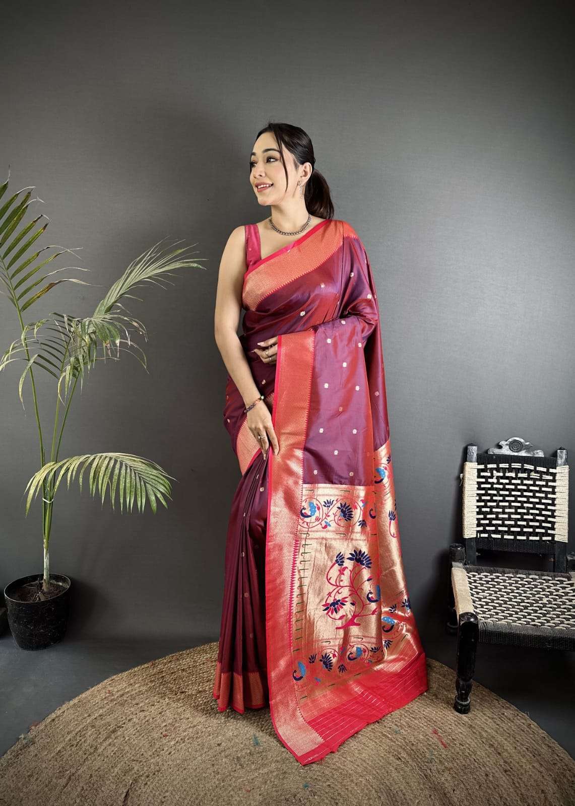 Omika traditional and classic beautiful Paithani Lichi Silk ...