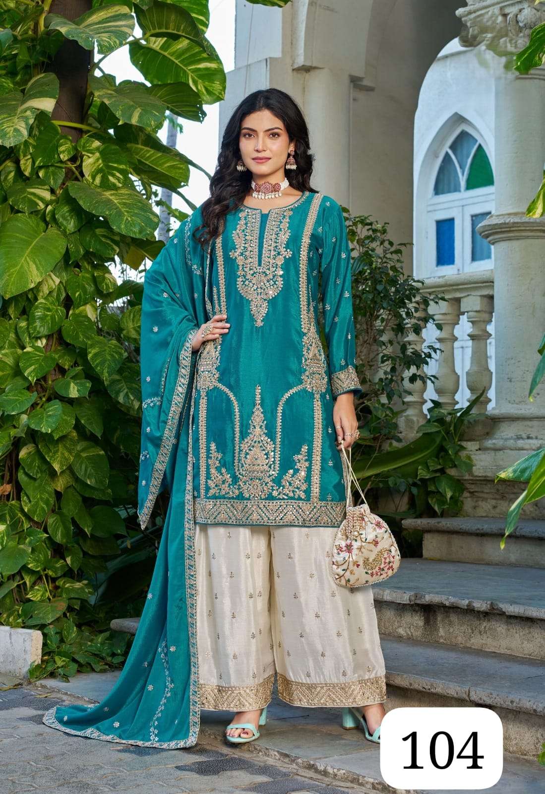 PC NIDA LUXURY DESIGNER EMBROIDERY WORK SHARARA SUIT MARRIGE...