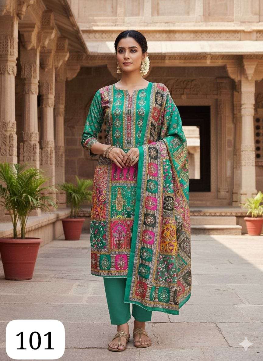 PC RANGREZZA KALAMKARI PRINT READYMADE SALWAR SUIT COLLECTIO...