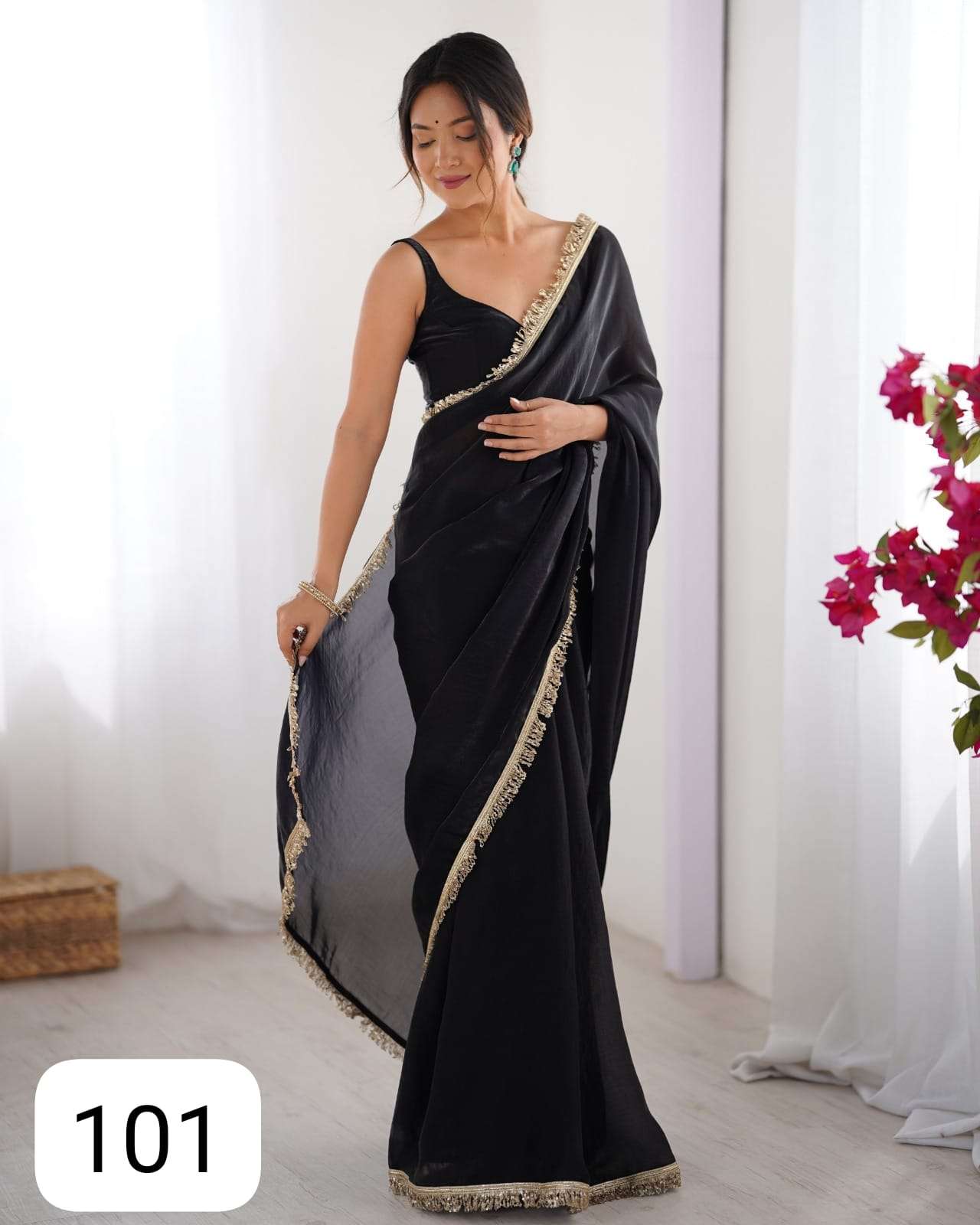 PC SAHANA FANCY SATIN PURE AND SOPHISTICATED FABRIC SAREE WH...