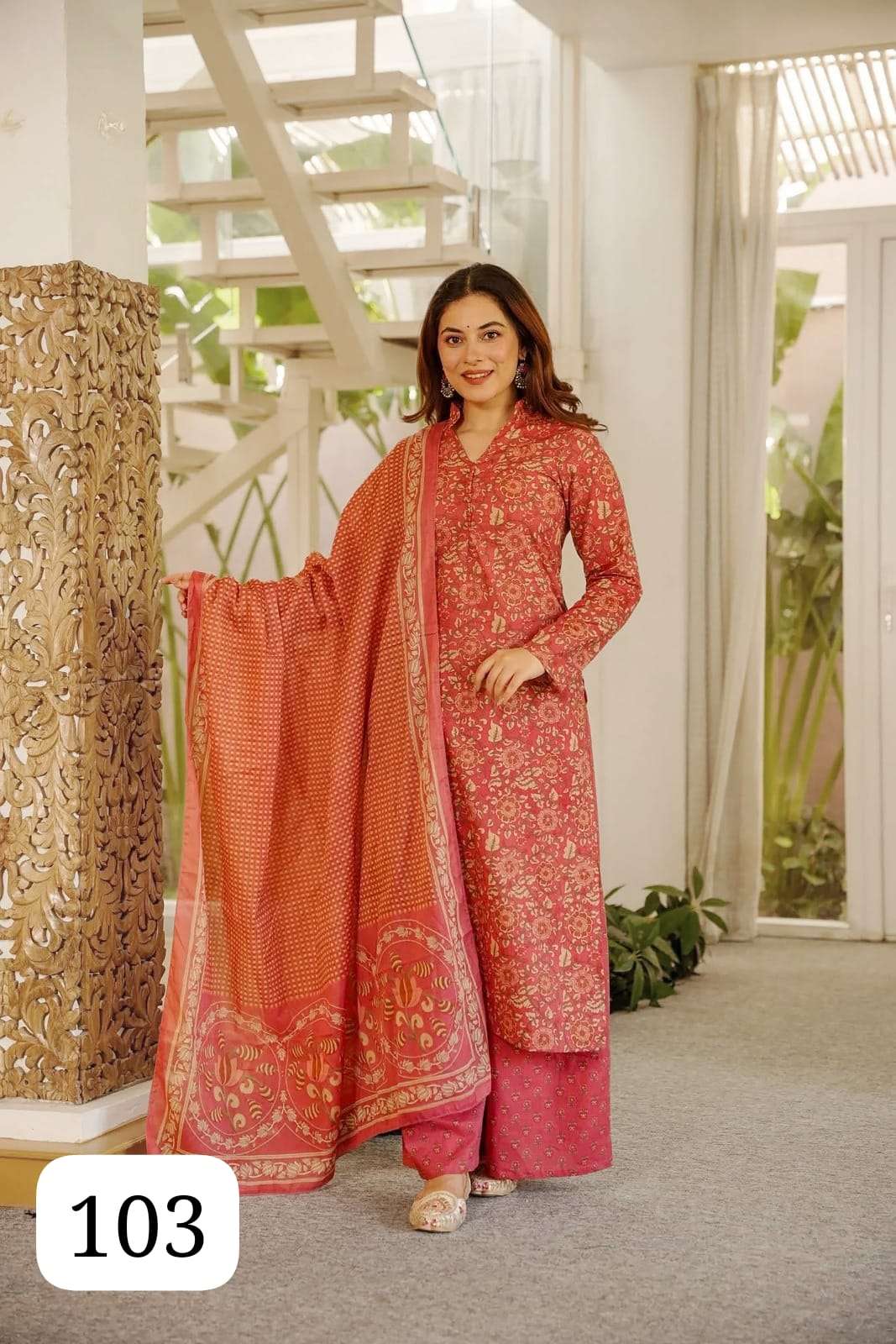 PC SANA TRADITIONAL TREND COTTON KURTI PALAZZO SUIT RESELLER