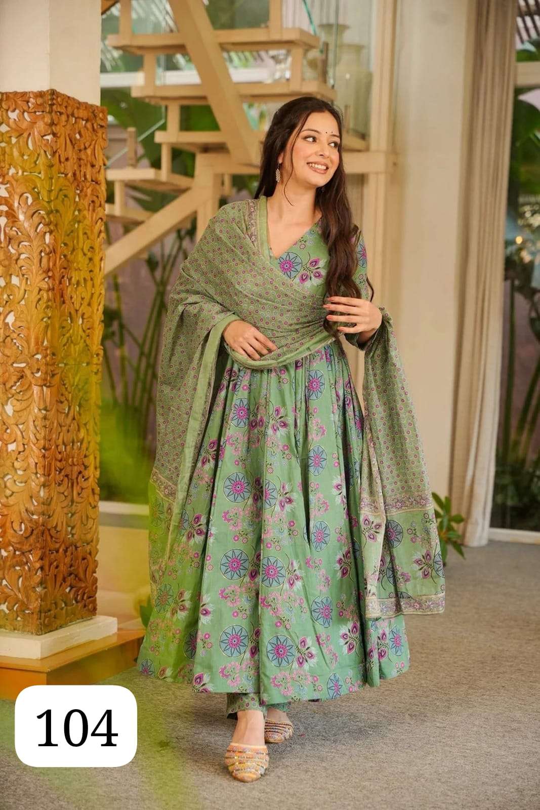 PC  ZUNAIRA COTTON SILK DIGITAL PRINTED FLARED KURTI PALAZZO...