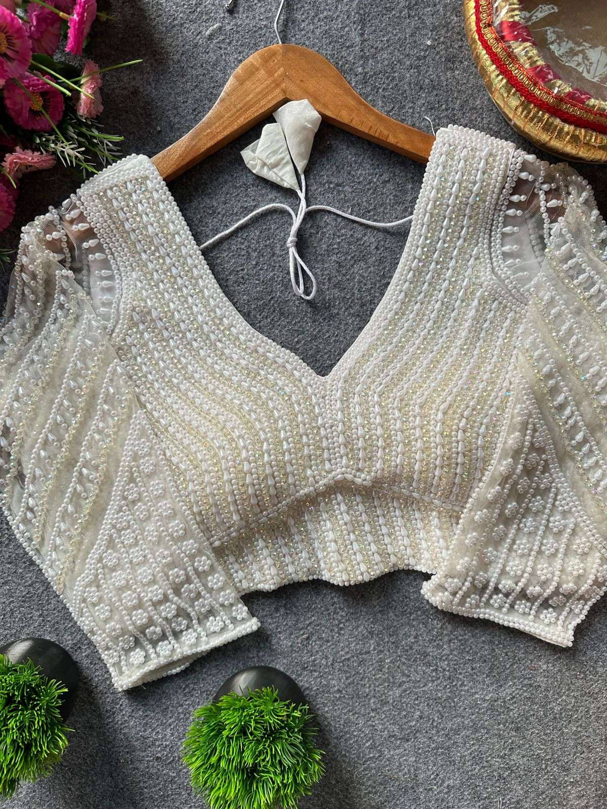  Pearl moti Blouses now in full sleeves silk fancy fabric w...