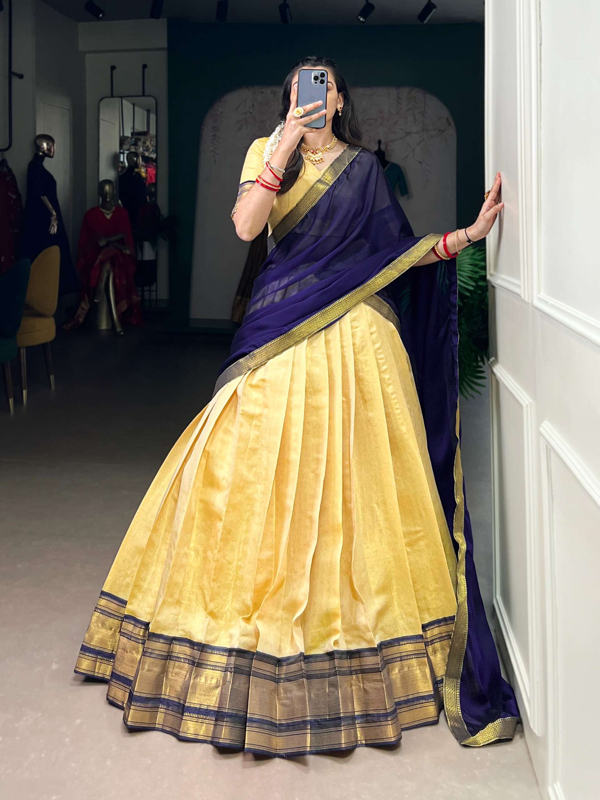Preethi The golden charm of zari the grace of Kanchipuram si...