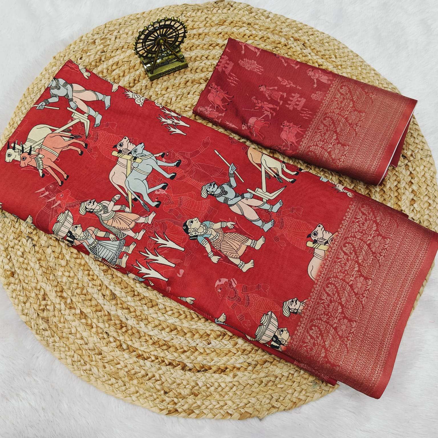 pure and classic dola silk fabric Kalamkari Beautiful print ...