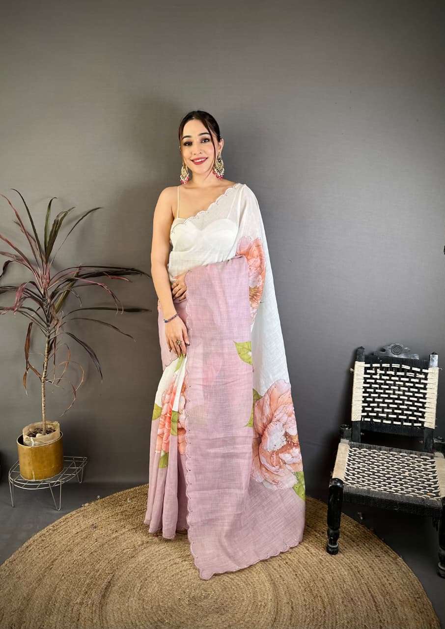  Pure and elegant Linen fabric with light pink colour  with ...