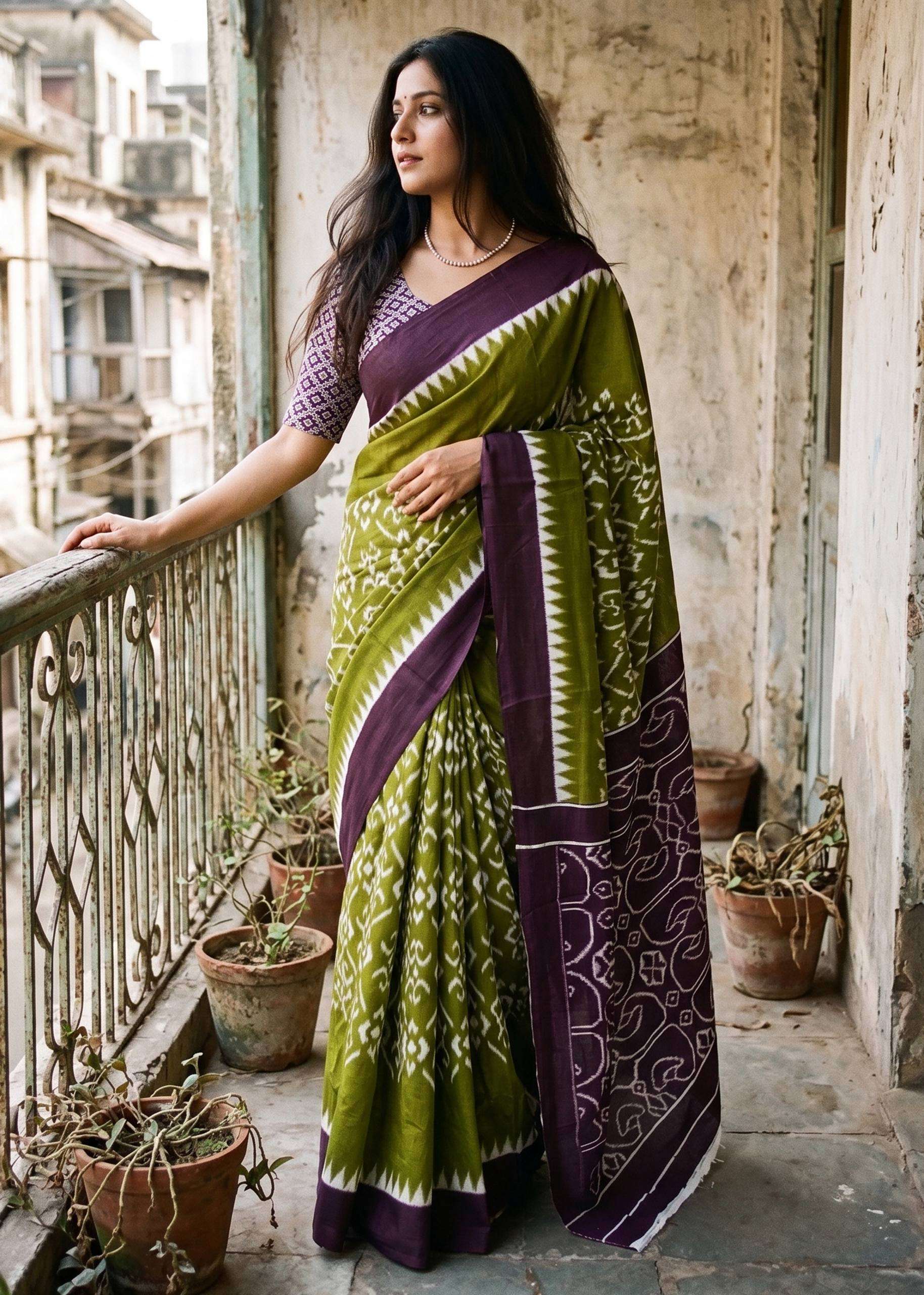 Pure and Soft Mulmul Cotton Ikkat Feel Like Luxury fabric sa...