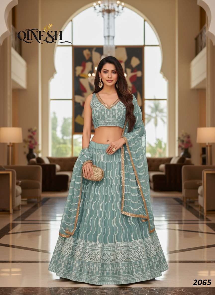 QTNESH 2063 TO 2066 BUTTERFLY NET HEAVY EMBROIDERY LEHENGA C...