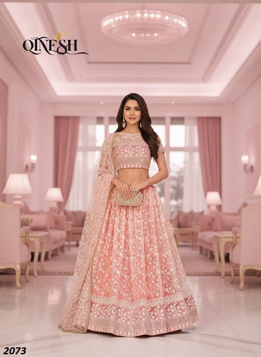 QTNESH 2071 TO 2074 BUTTERFLY NET HEAVY EMBROIDERY LEHENGA C...
