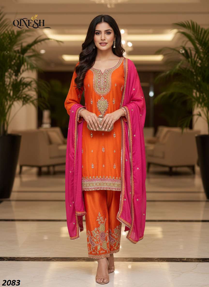 QTNESH 2083 TO 2086 READYMADE COLLECTION CHINON WITH EMBROID...