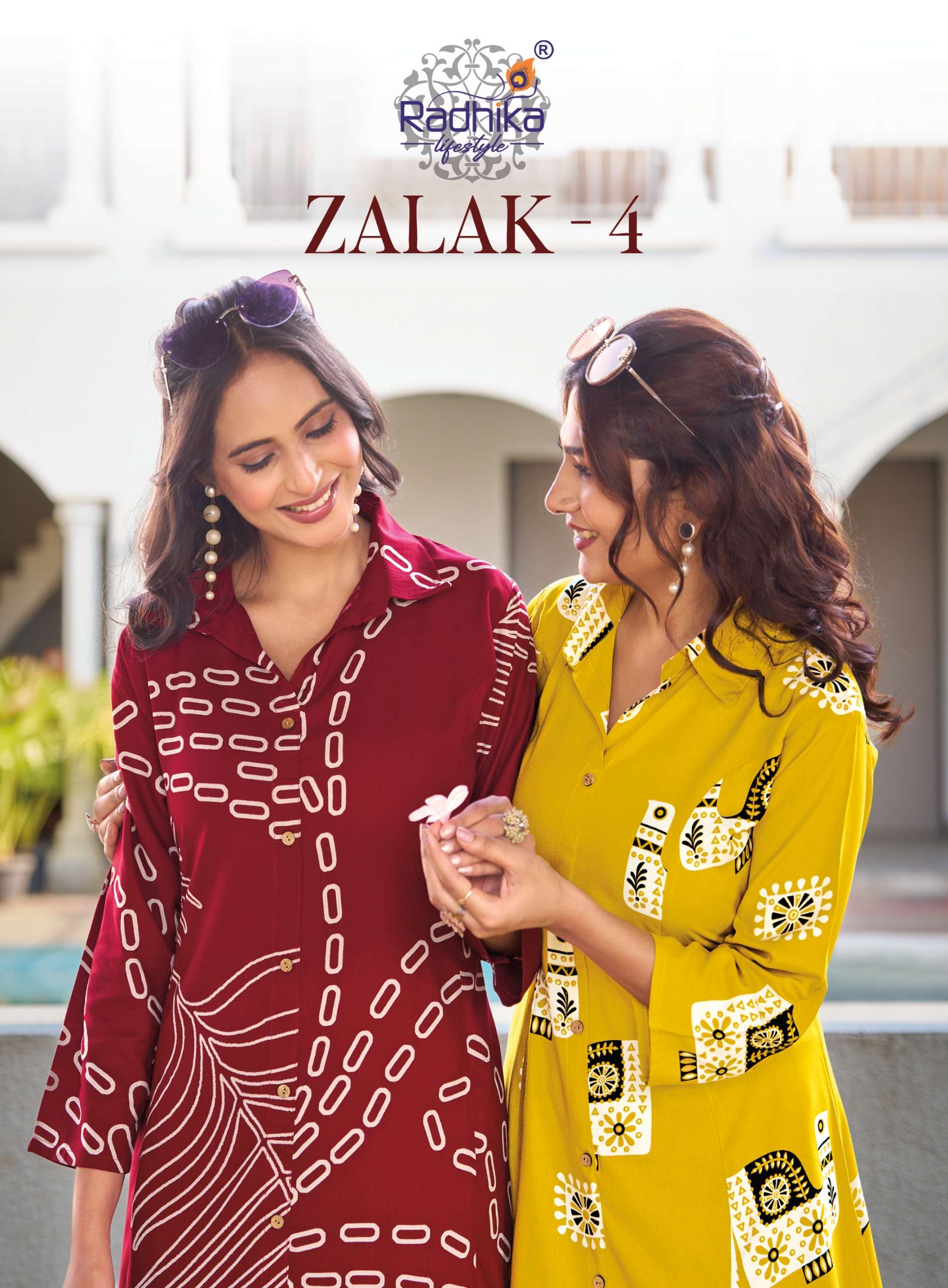 RADHIKA LIFESTYLE ZALAK VOL 4 REYON FOIL PRINT ALINE KURTI W...