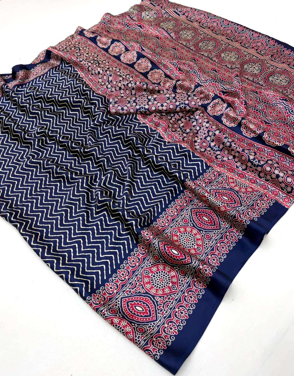  RAJTEX FABRICS AJRAKH MIRROR 033 MODAL SATIN FANCY FABRIC A...