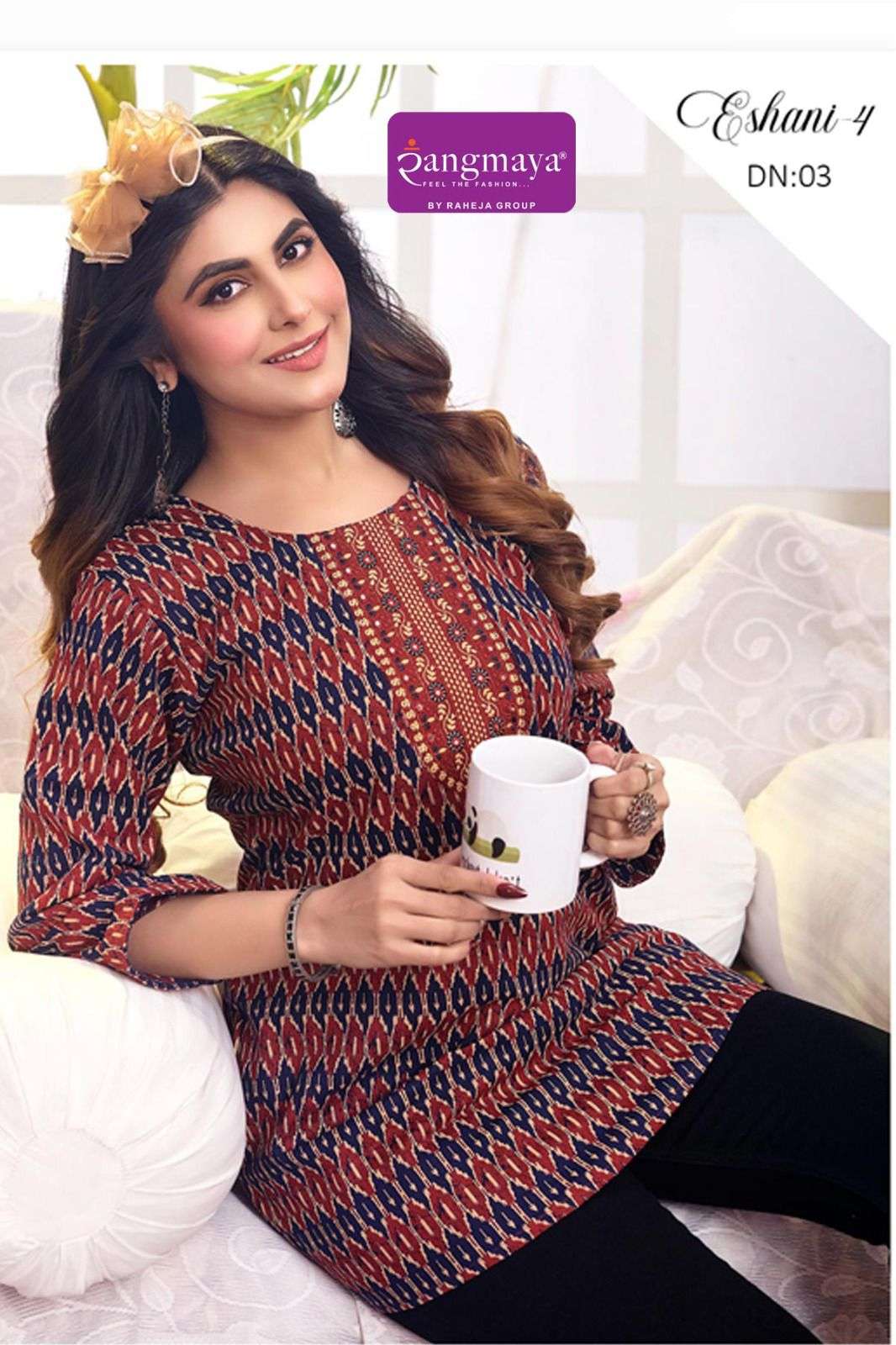 RANGAMAYA ESHANI VOL 4 SHORT TUNIC TOP WOMEN OFFICE AND HOME...