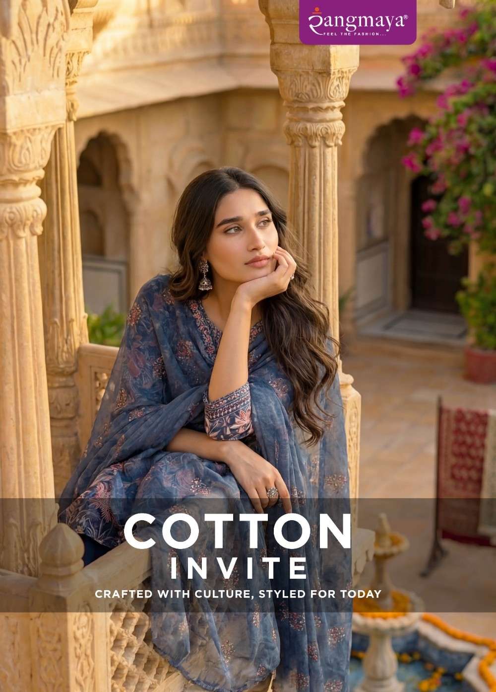 RANGMAYA COTTON INVITE READYMADE PORTION PRINT KURTI PANT WI...