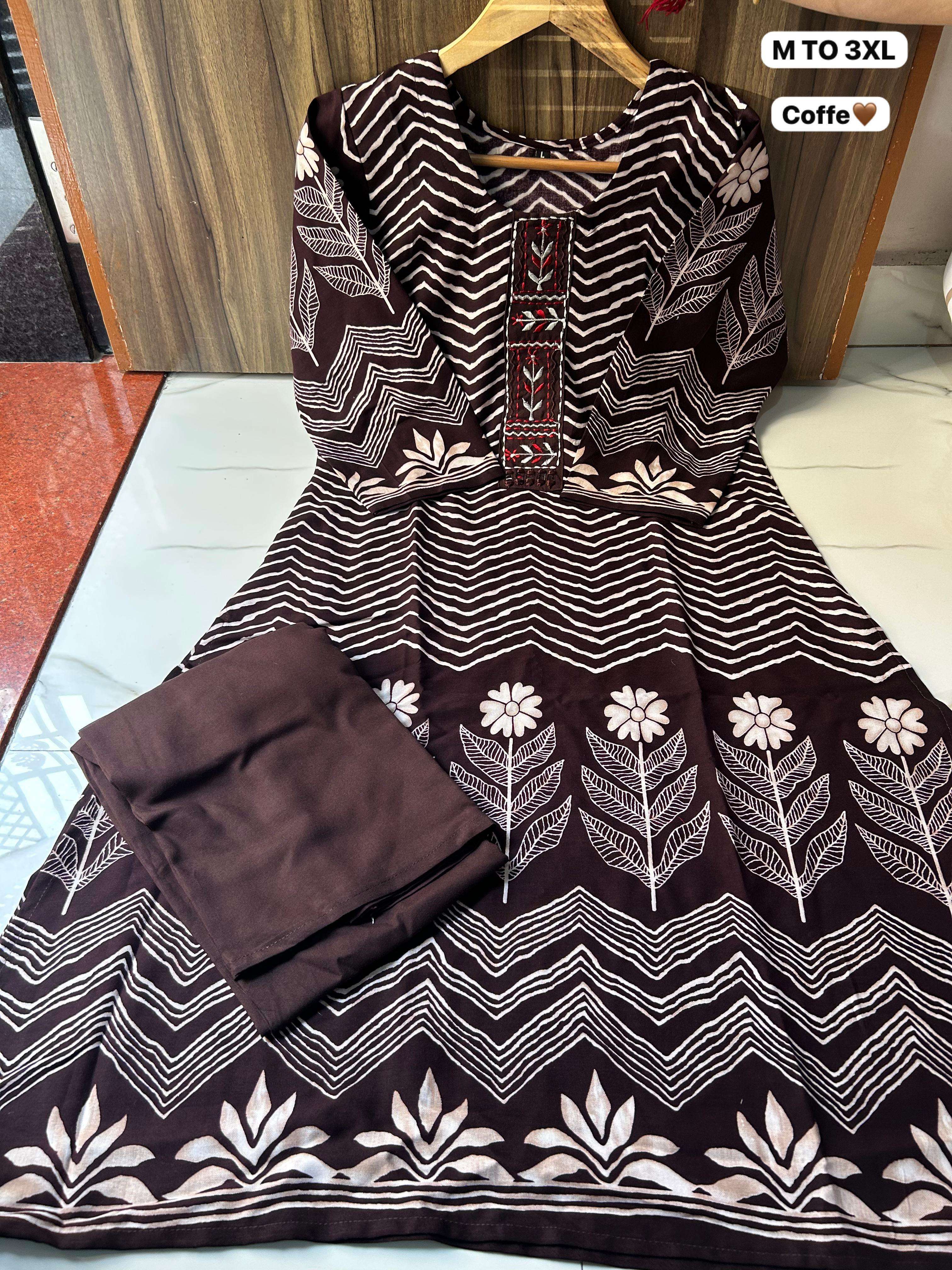 RAYON STRAIGHT CUT A LINE KURTIS WITH PLAZO CORD SET VIRAL O...