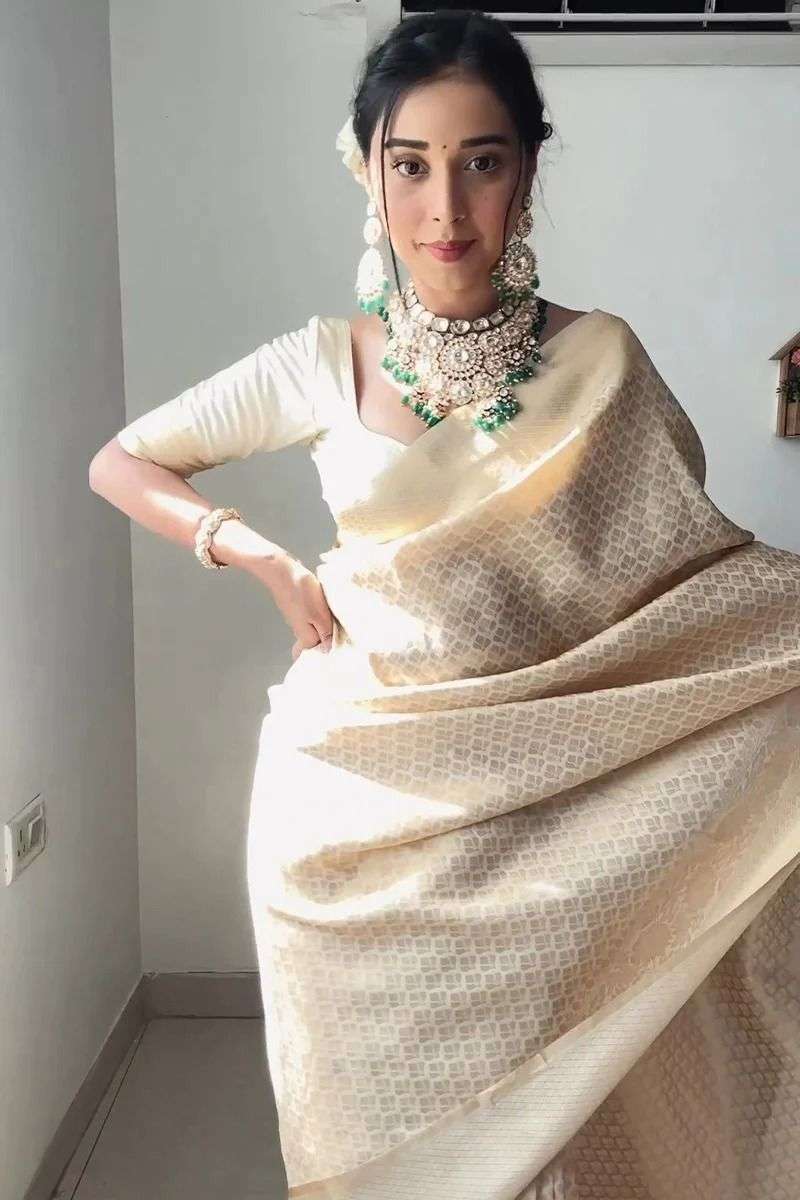 READY TO WEAR SAREE SOFT AND PURE SHINY LICHI SILK FABRIC WI...