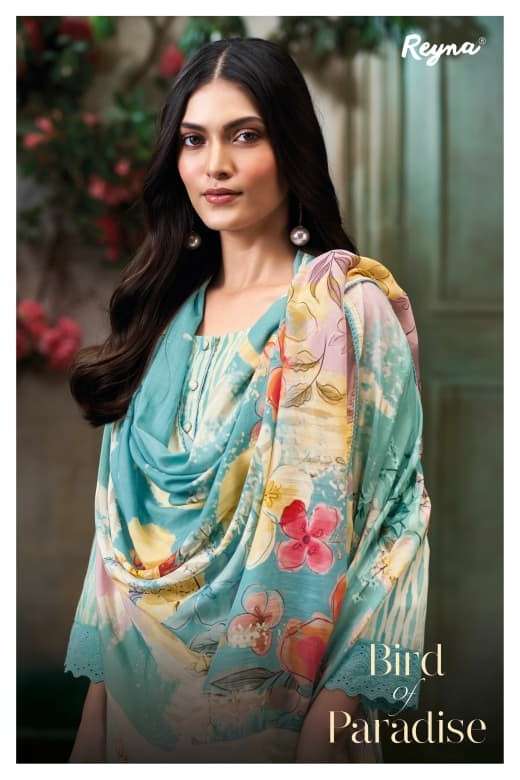 REYNA BIRD OF PARADISE SUPERIOR COTTON DIGITAL PRINT HAND SU...