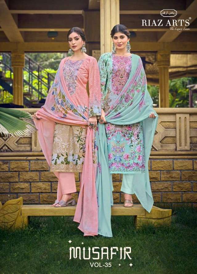 RIAZ ARTS PRINTS MUSAFIR VOL 35 COTTON CAMRIC LAWN PRINT SAL...