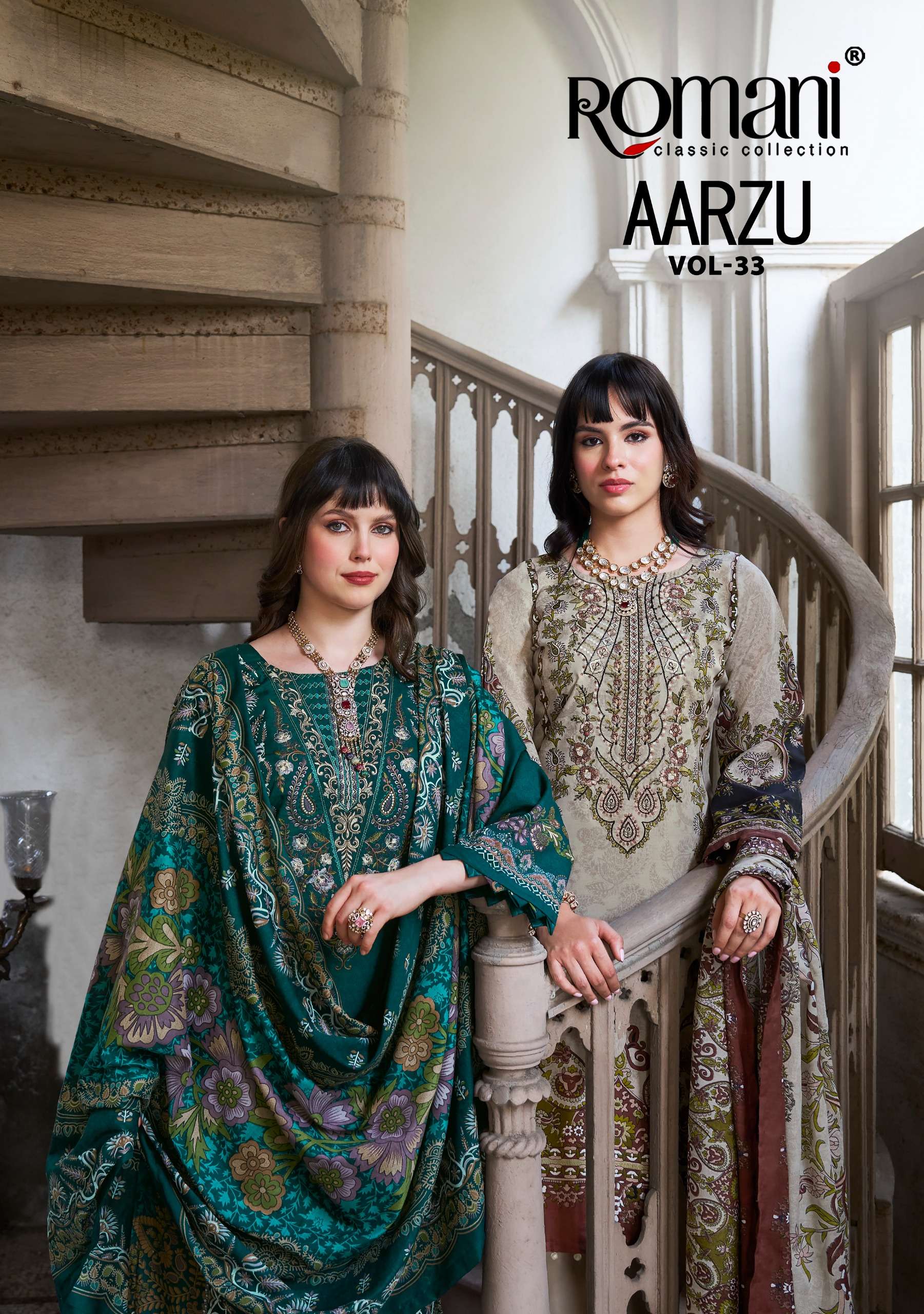 ROMANI AARZU VOL 33 SOFT COTTON DIGITAL PRINT EMBROIDERY SUI...