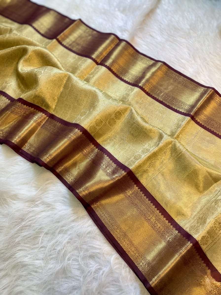 ROYAL GOLDEN KANJIVARAM SUPER SOFT AND PURE BANARASI WOVEN T...