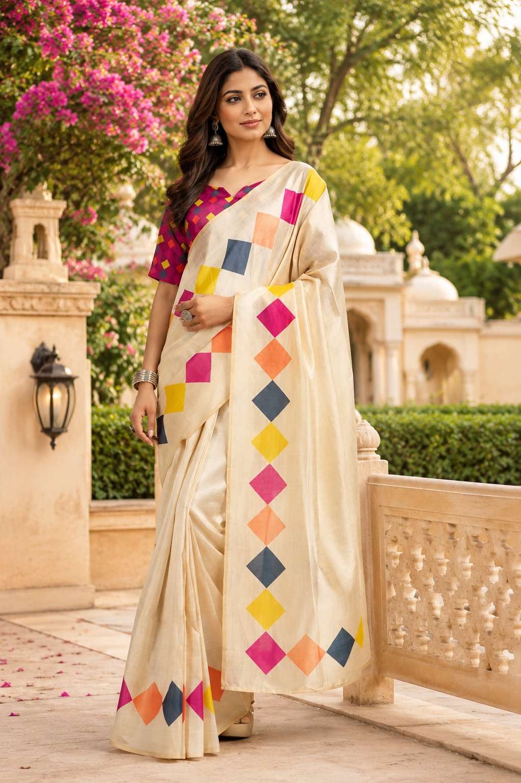 RTW Ready To Wear Original Chanderi Cotton fabric with Exqui...