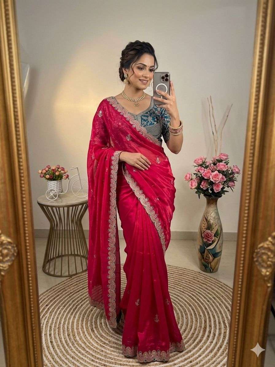 Sabyasachi Inspired Premium Space Silk and fancy saree whole...