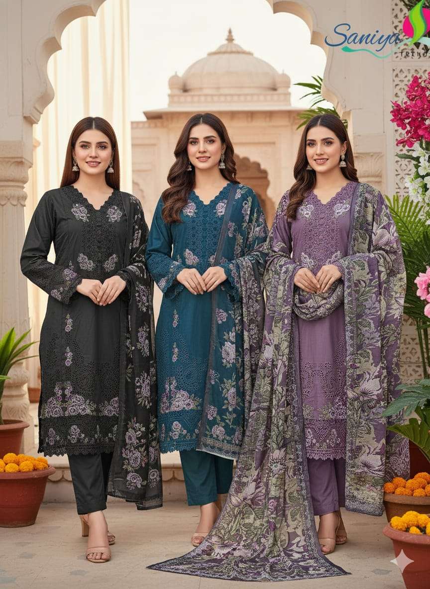 SANIYA TRENDZ OMBRE VOL 25 NX 7167 COTTON WITH CHIKANKARI EM...