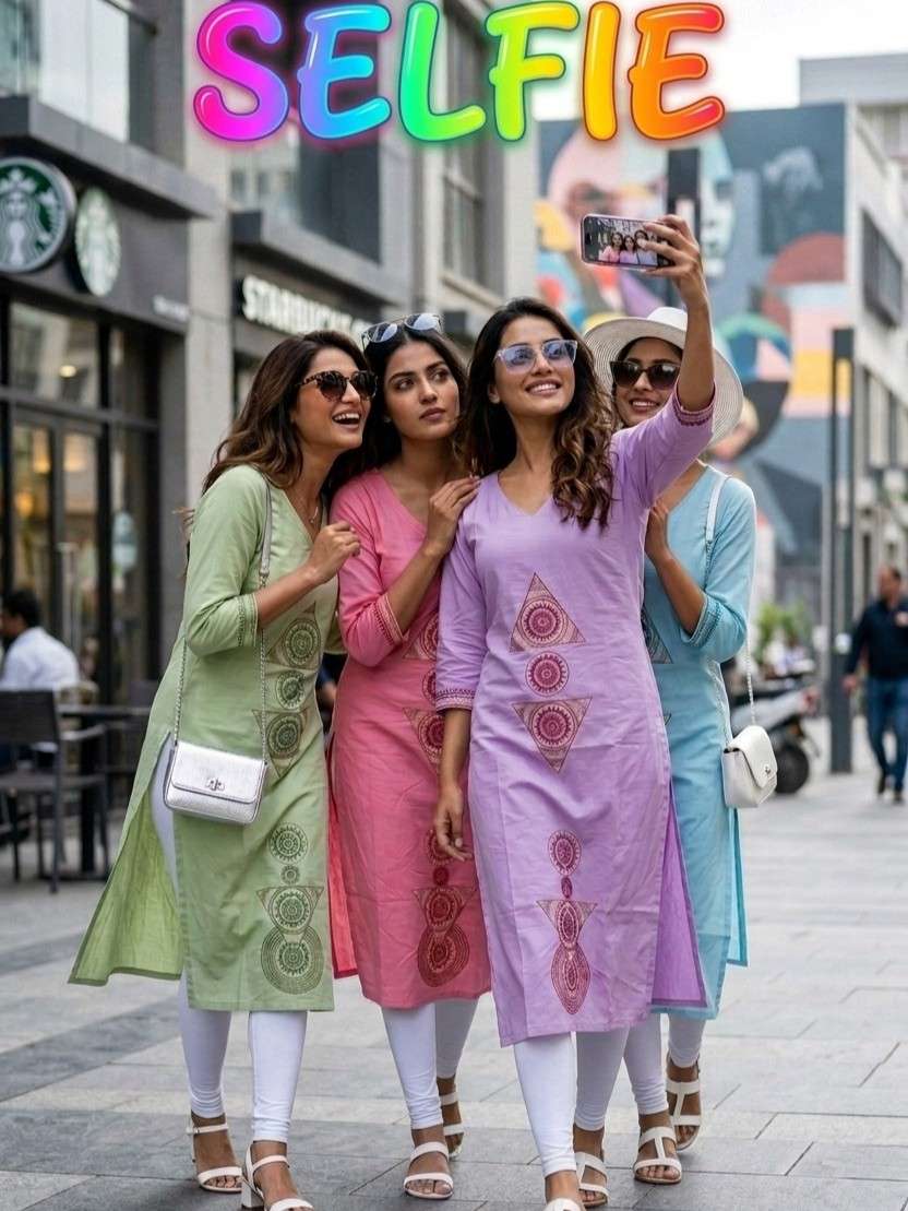 SELFIE 744 ROMAN SILK WITH INNER DESIGNER KURTI COMBO SET LO...