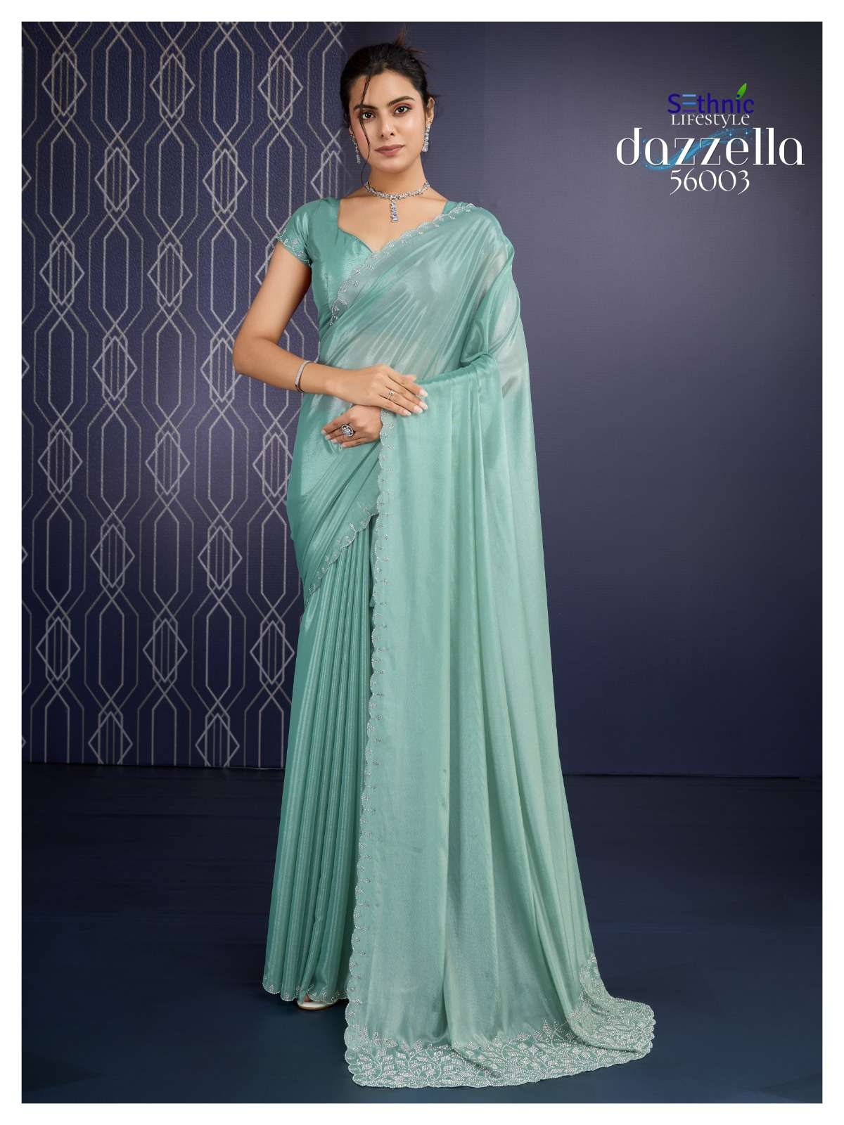 SETHNIC LIFESTYLE  DAZZELLA ICE GEORGETTE FANCY FABRIC WITH ...